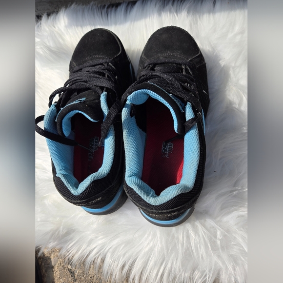 Skechers Work Shoes Women's Flex Sole Size US 7.5 Black & Blue Alloy Toe - Picture 7 of 14
